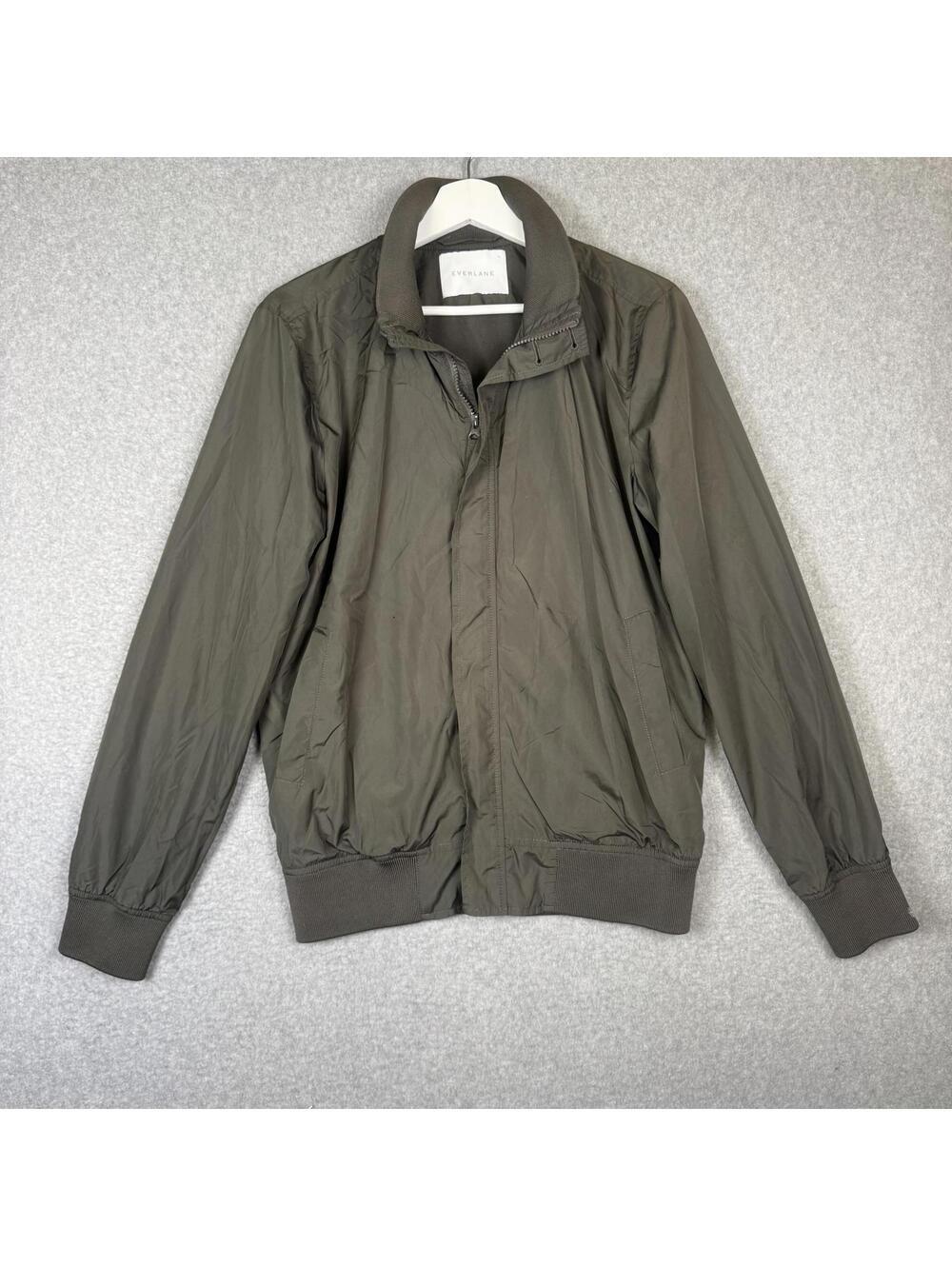 Everlane Bomber Jacket Mens XS Black Zip Up Polyester Satin Pockets
